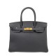 Hermes Birkin 25 Noir Black Epsom Gold Hardware